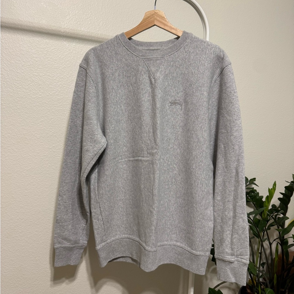 Stussy Light Gray Crewneck Sweater